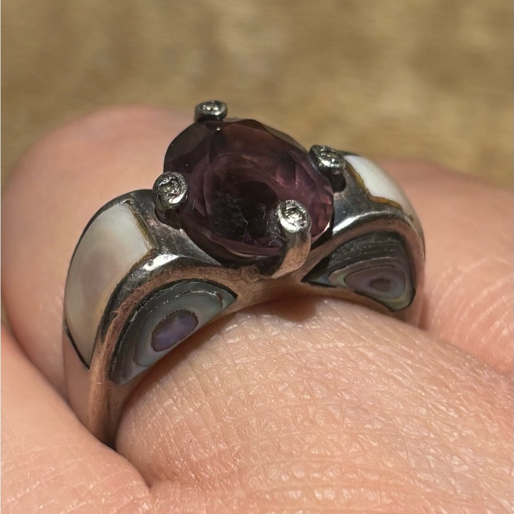 Elegant Purple Amethyst Stone Silver Ring Thailand SX925